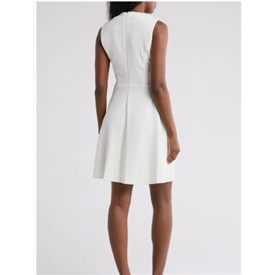 Sleeveless Basket Knit A-Line Dress