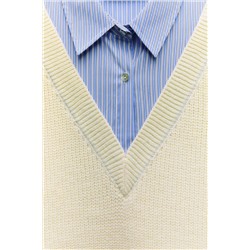 CONTRAST SHIRT SWEATER