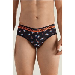 Slip aus Baumwolle mit Print und Logobund