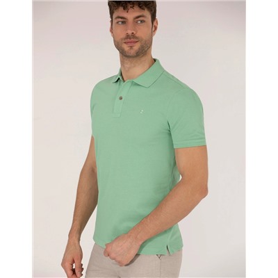 Açık Yeşil Regular Fit Polo Yaka Basic Tişört