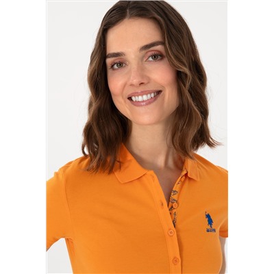 Kadın Turuncu Basic Polo Yaka Tişört