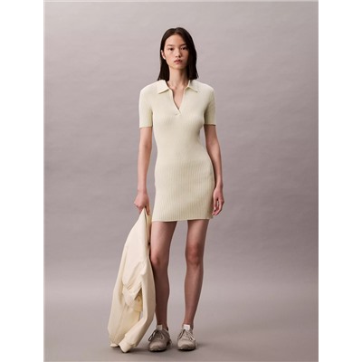 Cotton Rib Polo Mini Dress