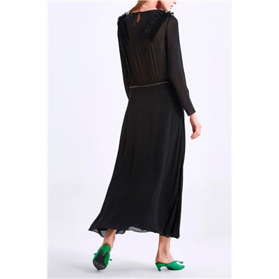 Vestido largo de seda Darlita Negro
