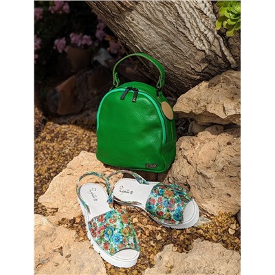 ZAPATOS · 2364-flores-verde+AB.Z · Pelle · mochila NAPA (630) verde
