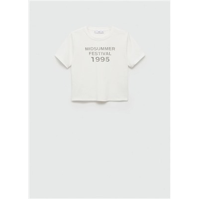 Camiseta crop estampada