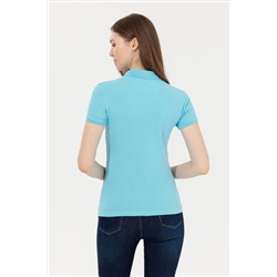 Kadın Turkuaz Basic Polo Yaka Tişört