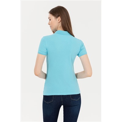 Kadın Turkuaz Basic Polo Yaka Tişört