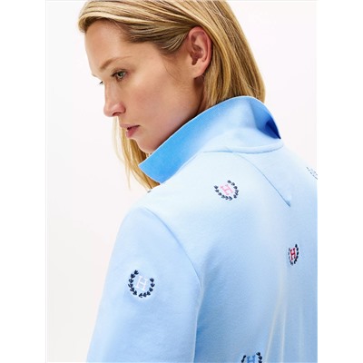 Allover Crest Stretch Polo Dress