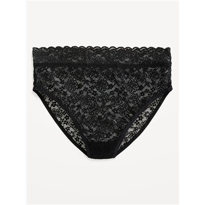 High-Waisted French-Cut Lace Bikini Underwear for Women
