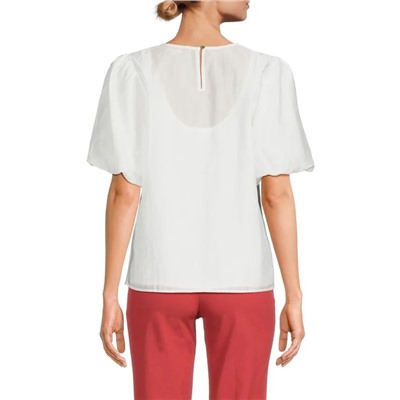 Karl Lagerfeld Paris Puff Sleeve Satin Top