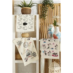 Evanora Sweety Kitchen Set Baskılı Desenli Pamuklu El Havlusu Yüz Havlusu Mutfak Havlusu 3 Adet 30x50 Set evn-digital3lü-1