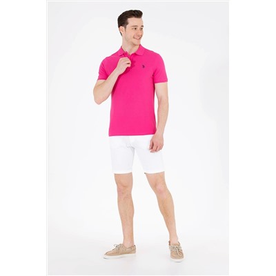 Erkek Fuşya Basic Polo Yaka Tişört