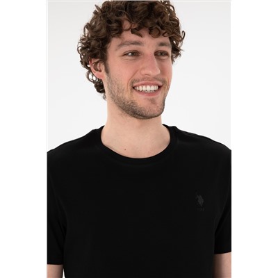 Erkek Regular Fit Bisiklet Yaka Siyah Basic Tişört