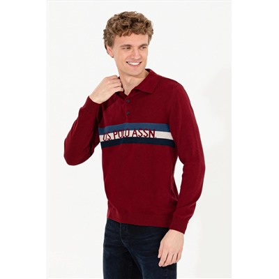 Erkek Bordo Polo Yaka Triko Kazak