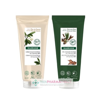 Klorane Cupuaçu Crème Douche Nutritive Fleur de Cupuaçu + Gel Douche Nutritif Ecorce de Cèdre 2x200mlLot  × 2
