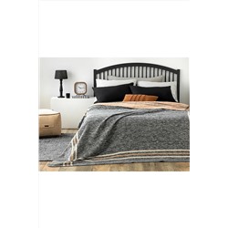 English Home Melange Frame Pamuklu Tek Kişilik Battaniye 150x200 Cm Antrasit - Bej TYCRJ2HZ6N169643367726620