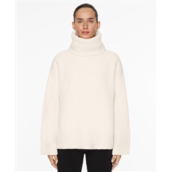 High-neck faux-shearling jumper