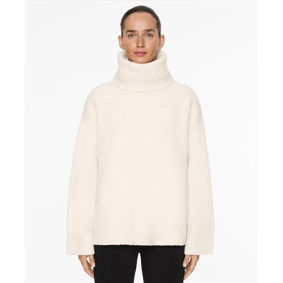 High-neck faux-shearling jumper