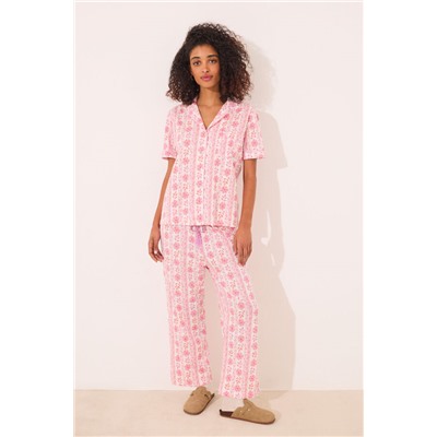 Pijama camisero Capri 100% algodón flores