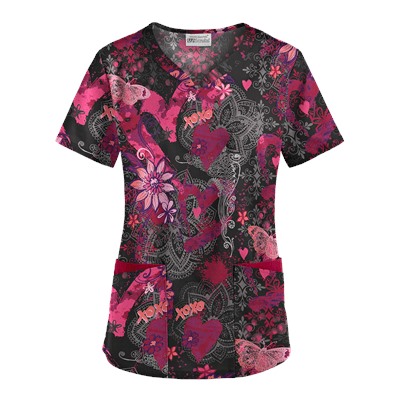 UA Artsy Hearts Black Scrub Top