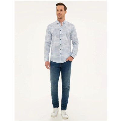 Mavi Slim Fit Uzun Kollu Gömlek