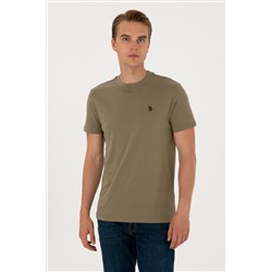 Erkek Regular Fit Bisiklet Yaka Vizon Basic Tişört