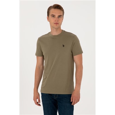 Erkek Regular Fit Bisiklet Yaka Vizon Basic Tişört