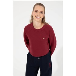 Kadın Vİşne Bisiklet Yaka Sweatshirt
