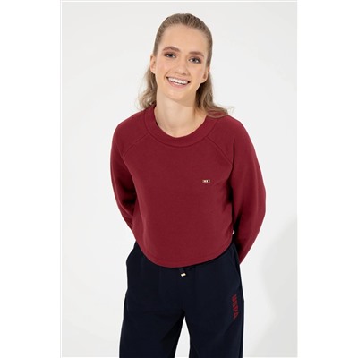 Kadın Vİşne Bisiklet Yaka Sweatshirt