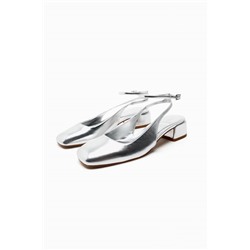BLOCK HEEL BALLERINAS WITH ANKLE STRAP