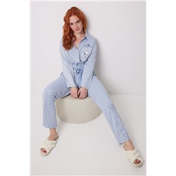 Pijama camisero largo algodón rayas Snoopy
