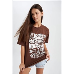 Defacto Coool Loose Fit Baskılı Kısa Kollu %100 Pamuk Tişört Z2175AZ23SM
