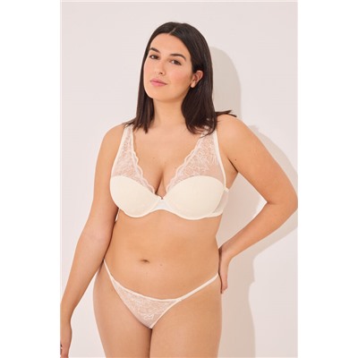 Sujetador halter satén y tul blanco