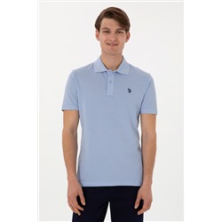 Erkek Slim Fit Polo Yaka Açık Mavi Basic Tişört