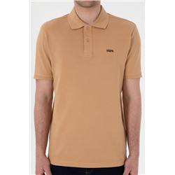 Erkek Regular Fit Polo Yaka Camel Basic Tişört