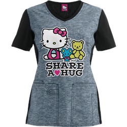 Cherokee Tooniforms Scrubs Hello Kitty Share Print Top