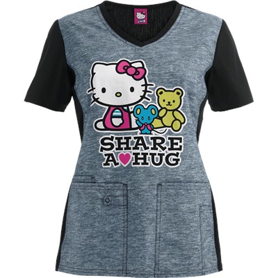 Cherokee Tooniforms Scrubs Hello Kitty Share Print Top