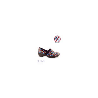 Lila Bella Mod Dot Canvas Black Nursing Clog