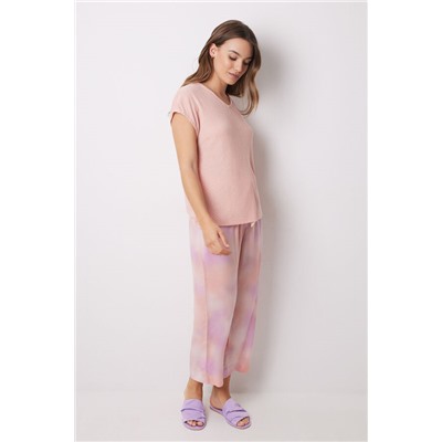 Pijama Capri estampado tiedye naranja