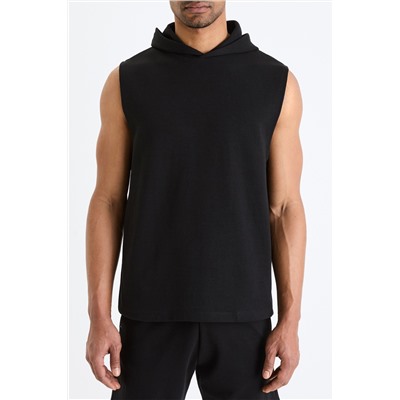 Sudadera con capucha sin mangas - Negro