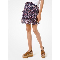 MICHAEL MICHAEL KORS Floral Georgette Tiered Cascade Ruffle Skirt