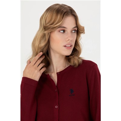 Kadın Bordo Basic Triko Hırka