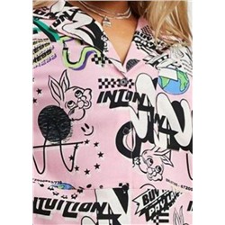 Женская рубашка Plus Size  Весёлый мультяшный принт