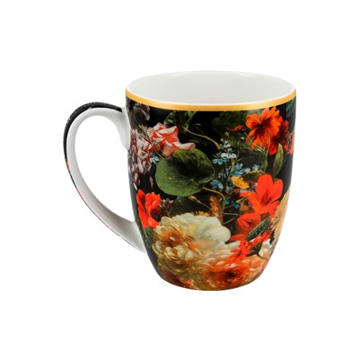 Кружка, 400 мл, фарфор F, черная, Маки, Baroque flowers, 62361