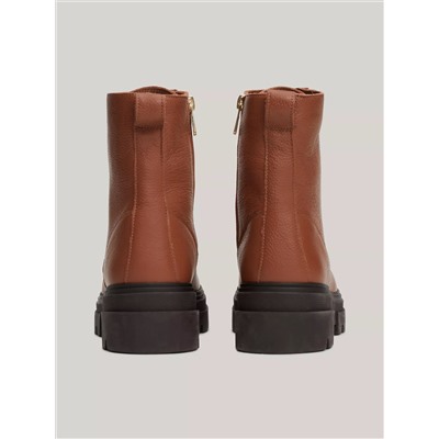 Logo Lace-Up Cleated Leather Boot
