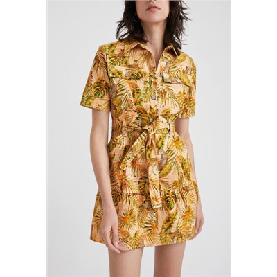 Vestido camisero tropical