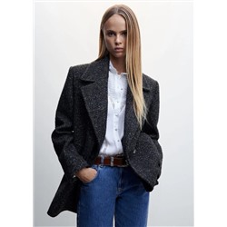 Abrigo jaspeado solapas -  Mujer | MANGO OUTLET Melilla