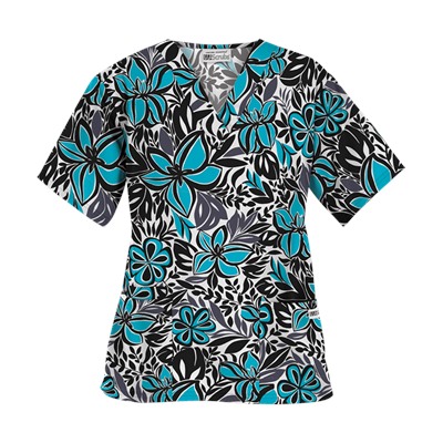 UA Tropical Delight Turquoise Print Scrub Top