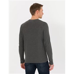 Gri Melanj Slim Fit Bisiklet Yaka Triko Kazak