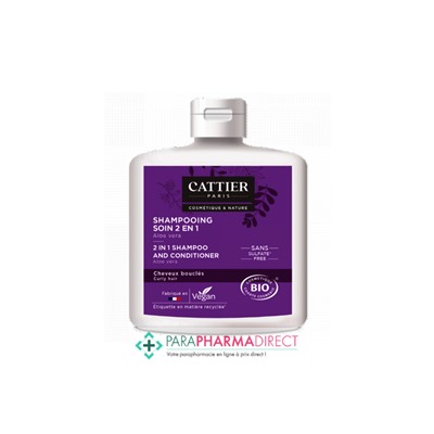 Cattier Shampooing Soin 2 en 1 Aloe Vera pour Cheveux Bouclés 250ml